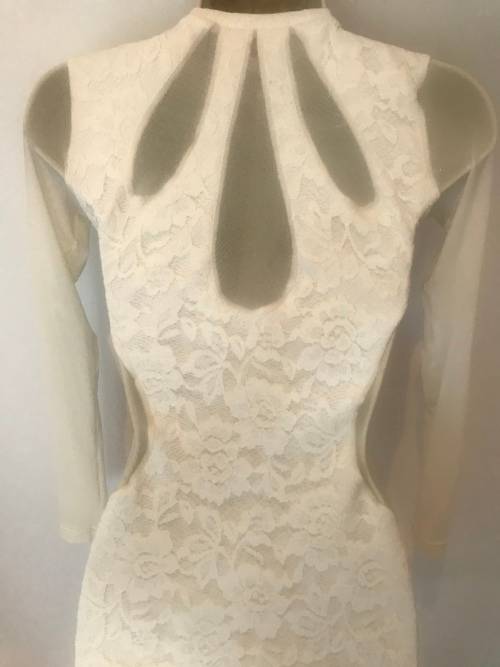 Creamy lace insert detail sexy body on fitted dress hot size I8 0 10 / 32 - 34