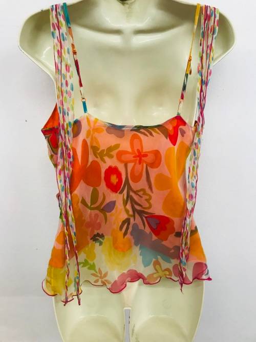 10/34 to 12/36 little Buddha lined viscose orange camisole top