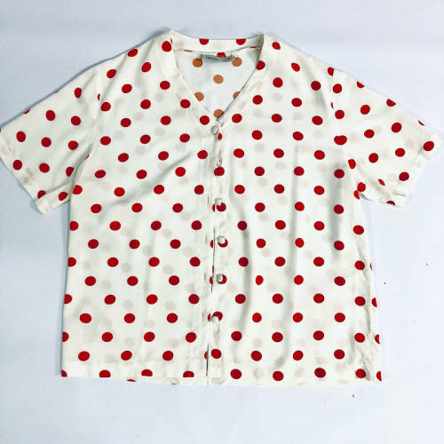Size 16 / 40 red and white polka dot vintage shirt ladies top