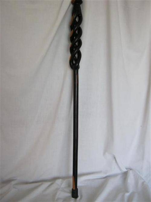 ETHNIC HAND CARVED WALKING STICK ..85cm LONG....INDIGENOUS HARD WOOD...