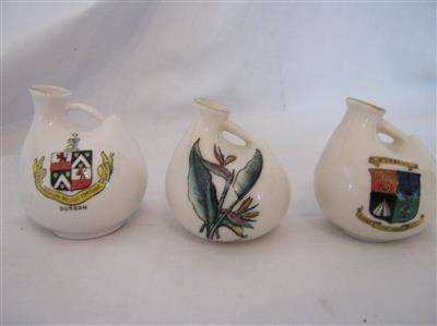 CRESTED CHINA..THREE PIECES...REPLICA OF WATER VESSELS