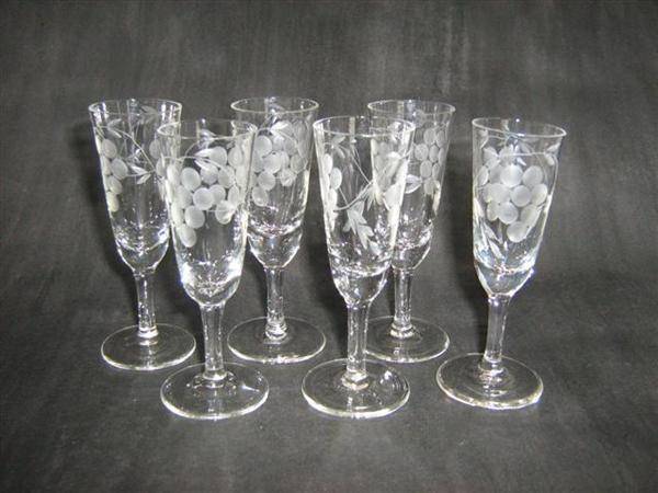 GRAPE PATTERN SET OF SIX..LIQUER GLASSES