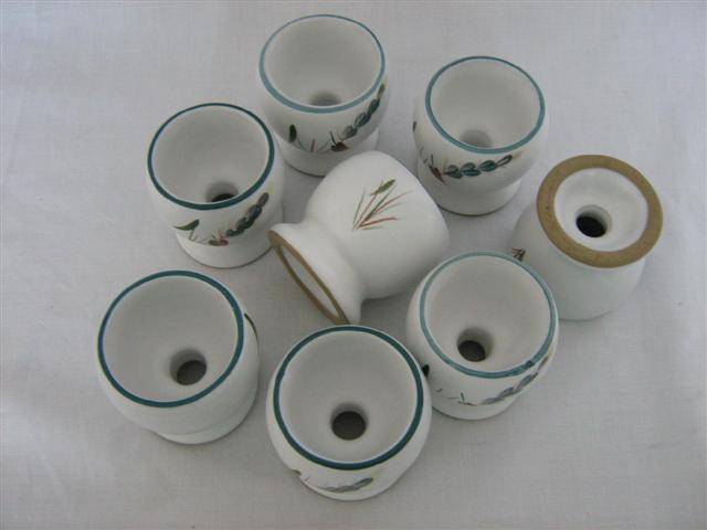 DENBY EGG CUPS, SET OF 8.  IN THE " GREEN WHEAT " PATTERN