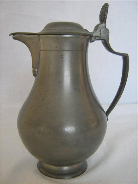 PEWTER JUG WITH LID...20.50cm HIGH x 34cm AROUND IT'S GIRTH...