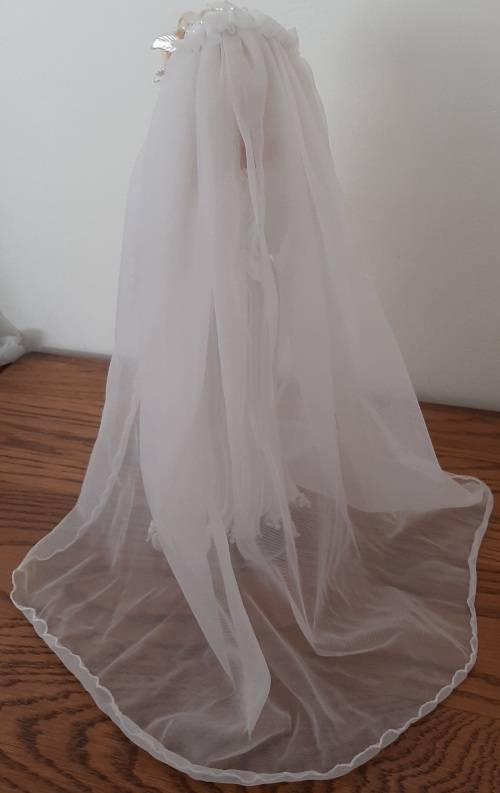 Reduced - Pleated White Fine Net and Full Wedding Dress Barbie Bride
