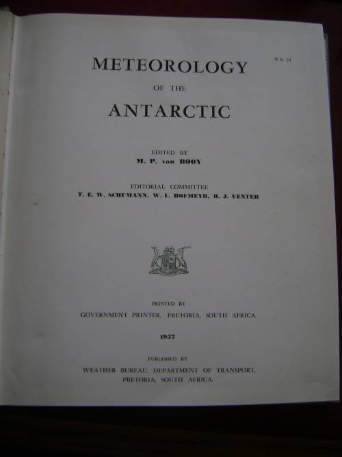 Meterorology of the Antactic   MP Van Rooy