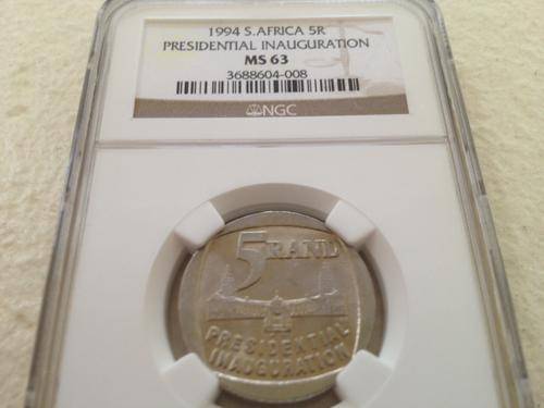 1994 Mandela R5 Inauguration coin - NGC - MS63