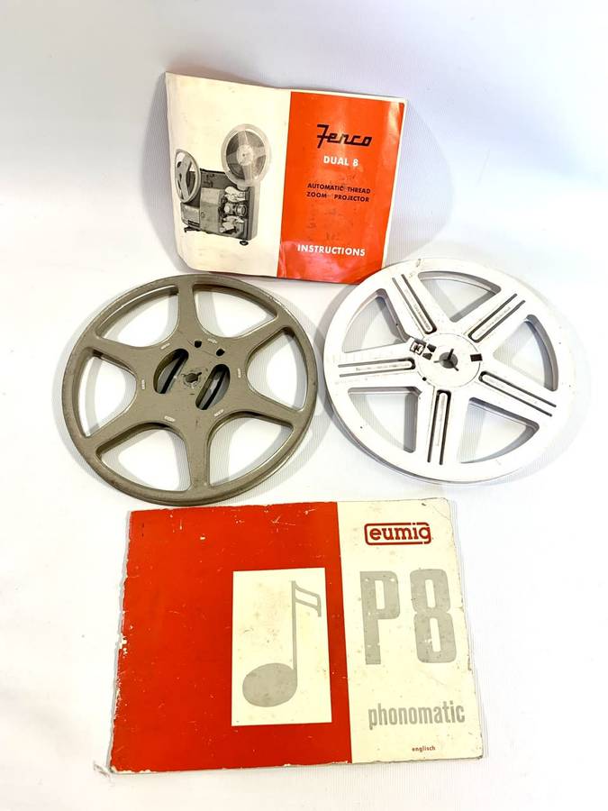 2 x Old Time 8mm Film Projector Reels with Booklets
