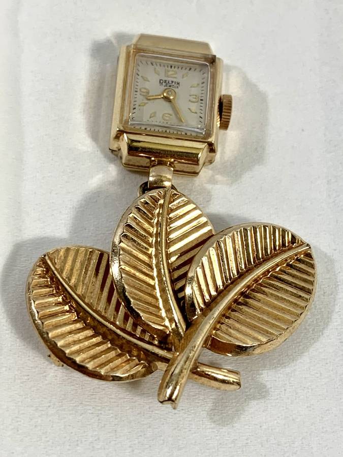 Beautiful Rolled Gold 17 Jewels Mechanical  Brooch Watch