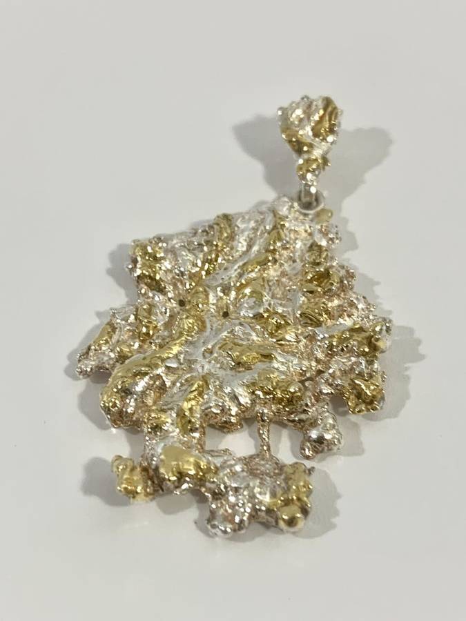 Exquisite Genuine Silver and Gold Necklace Pendant