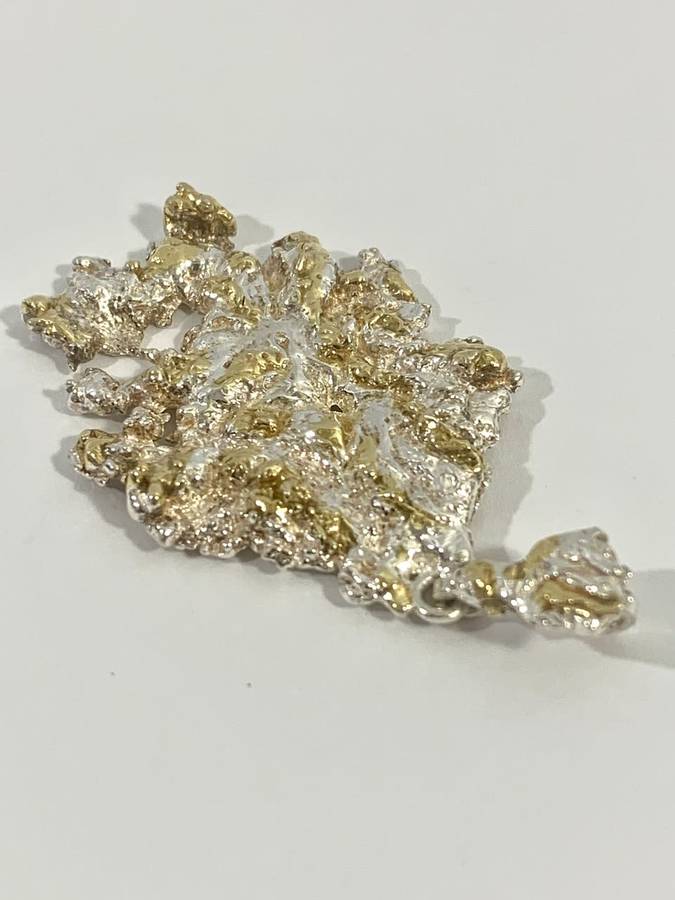 Exquisite Genuine Silver and Gold Necklace Pendant