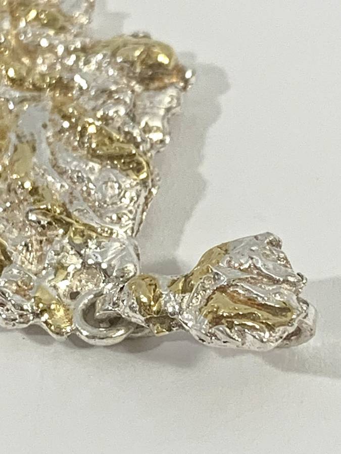 Exquisite Genuine Silver and Gold Necklace Pendant