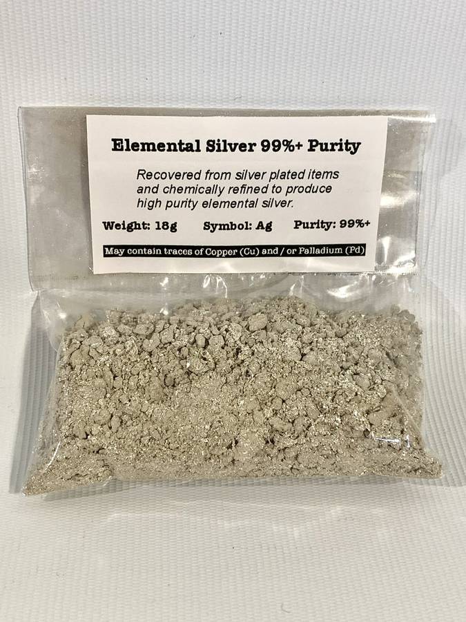 18 grams Chemically Refined Silver (Ag) 99% Purity
