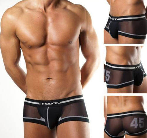 Sexy Mens Toot Black See-thru Boxer Briefs