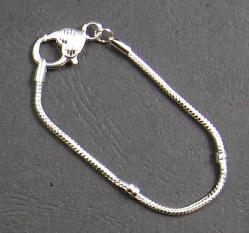 Silvery Heart Charm Snake Chain Bracelet 20cm