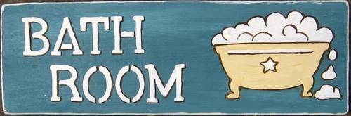 Handpainted Wooden Sign Art Wall Plaque - Bath Room