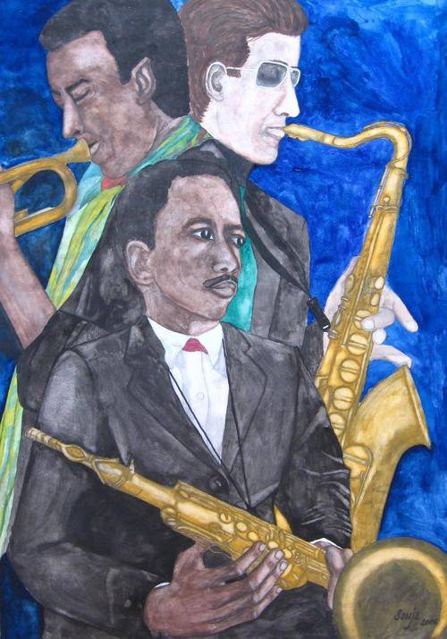 *** Jazz Legends - Watercolors on paper - 69.5 x 49.5 cm - Sonja Peacock ***
