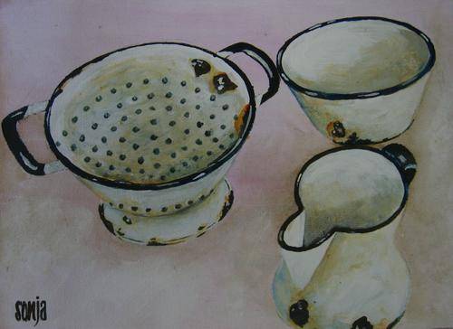 ***Akrielverf  - Erdeware op tafel - Sonja Peacock***