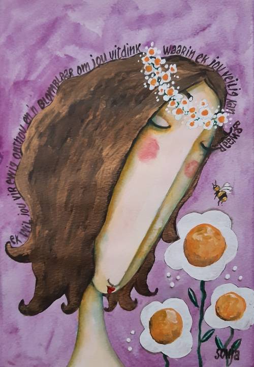 ***Acrylics - Ek wil jou vir ewig onthou - 30 x 20.5 cm - Sonja Peacock  ***