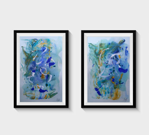 Deep Ocean I & II - Set of 2 Abstract Art