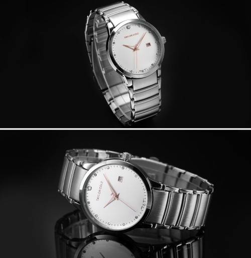 Stunning Calendar Display Stainless Steel Silver Bracelet Strap Quartz Wrist Women Crystal Dress Cas