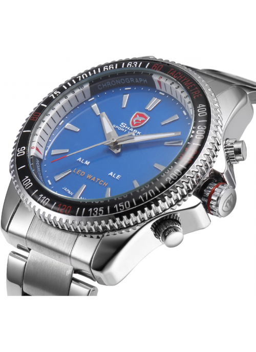 Authentic, Brand New Luxury MAKO SHARK Men's Sport Japan Quartz Analog Digital WATCH
