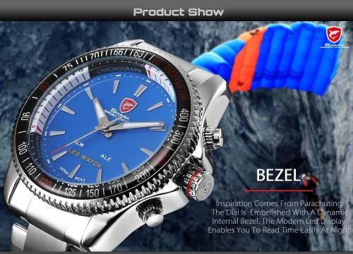 Authentic, Brand New Luxury MAKO SHARK Men's Sport Japan Quartz Analog Digital WATCH