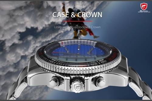 Authentic, Brand New Luxury MAKO SHARK Men's Sport Japan Quartz Analog Digital WATCH