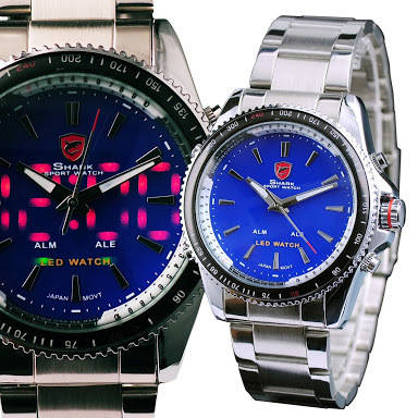 Authentic, Brand New Luxury MAKO SHARK Men's Sport Japan Quartz Analog Digital WATCH
