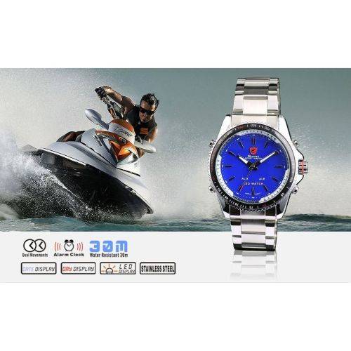 Authentic, Brand New Luxury MAKO SHARK Men's Sport Japan Quartz Analog Digital WATCH