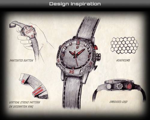 New Shark Men's LED Date Day Alarm Digital Analog Quartz Sport Black, Red Leather Band Wrist Watch