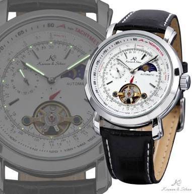 Authentic Brand New KS Men's Wrist Watch Luxury Moon Phase Automatic Mechanical White Dial