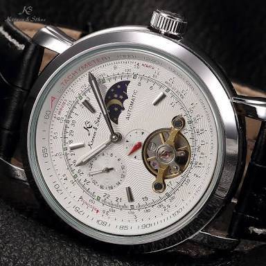 Authentic Brand New KS Men's Wrist Watch Luxury Moon Phase Automatic Mechanical White Dial