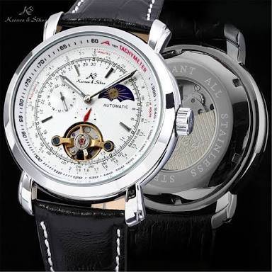 Authentic Brand New KS Men's Wrist Watch Luxury Moon Phase Automatic Mechanical White Dial