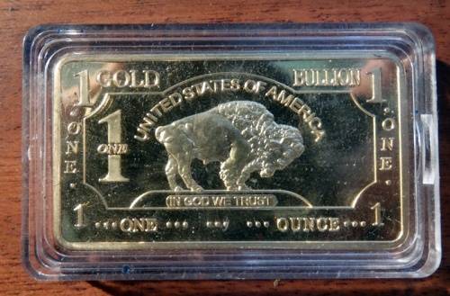 Solid Bullion plated Bar 1 Onz