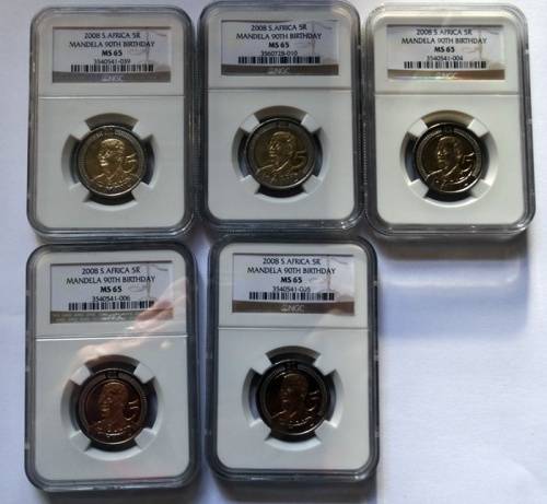 5 Mandela 2008 MS65 Coins Worthless Bid per Coin