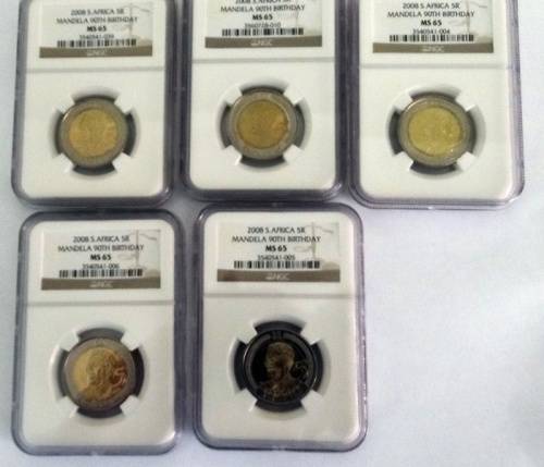 5 Mandela 2008 MS65 Coins Worthless Bid per Coin