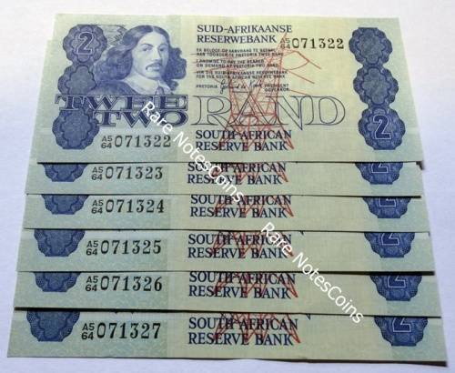 Six Sequential GPC De Kock Two Rand Notes A/E