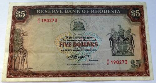 Rhodesian Five Dollar Bank Note