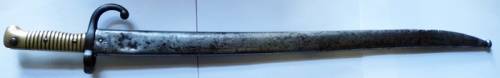 1874 Yataghan French Bayonet with Original Sheath Chassepot Rifle