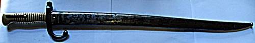 1874 Yataghan French Bayonet with Original Sheath Chassepot Rifle