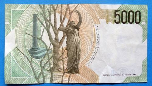 1985 Italy 5000 Lire Banknote