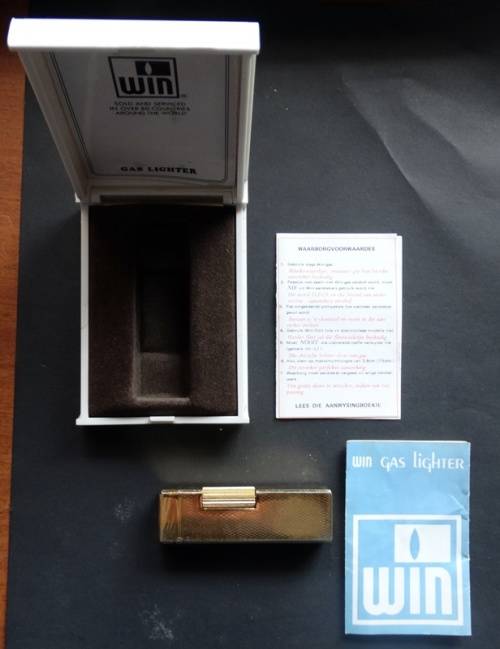 Win Gold Plated Gas Lighter in Original Case