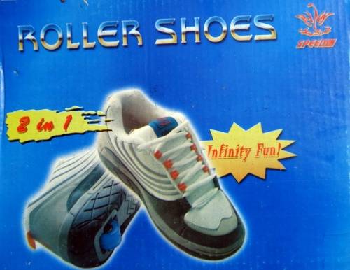2 in 1 Wheelie Shoes Color Grey/Black. Fits 5 -7 year old Size 13