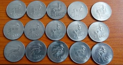 Fifteen 1977  Nickle One Rand Coins