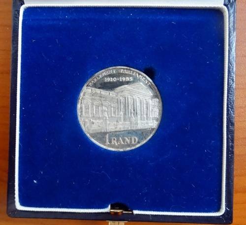2 1985 Parliament Silver Proof one rand's . Bid per coin