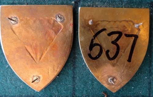 Pair of SADF Northen Cape Command Provost Unit Flash.  Pins Intact (45)