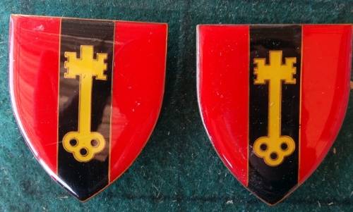 Pair of SADF Witwatersrand Command Detention Barracks Flash.  Pins Intact (50)