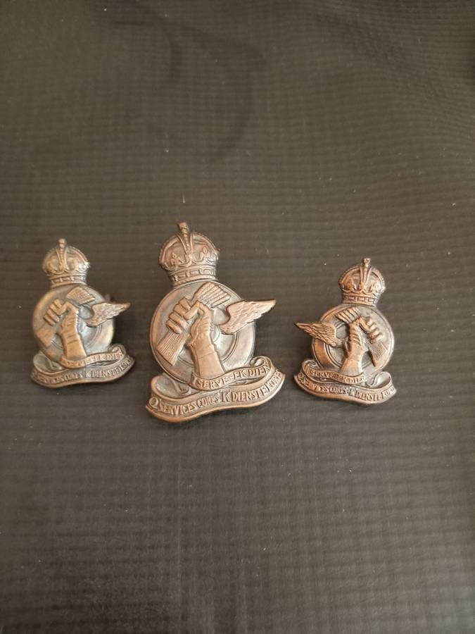 Services Corps Shoulder and Cap Badges. See description