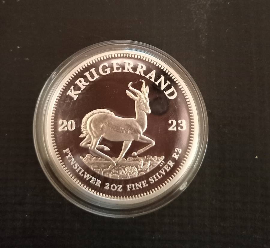 2023 Proof 2 Onz Silver Krugerrand in capsule